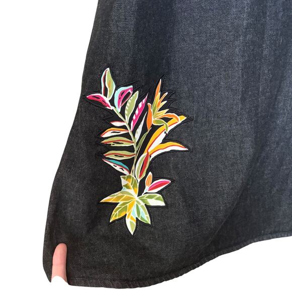 Koos of Course Charcoal Denim Jumper Dress Sz Medium Boho Art to Wear - Picture 5 of 11